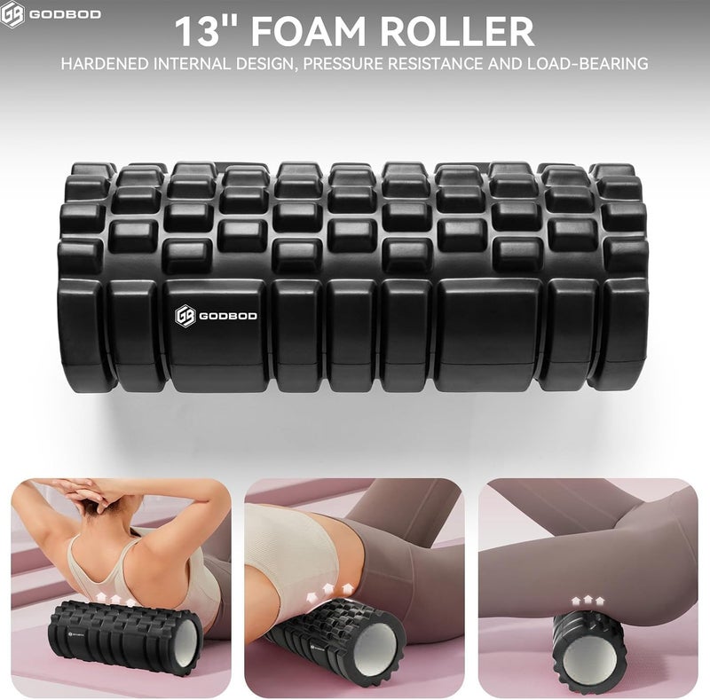 GODBOD Strong Foam Roller - Deep Tissue Medium Density Muscle Massager with Myofascial Trigger Point Release, Back Massage Roller for Soreness and Mobility 13 x 5.5 Inch - Image 4